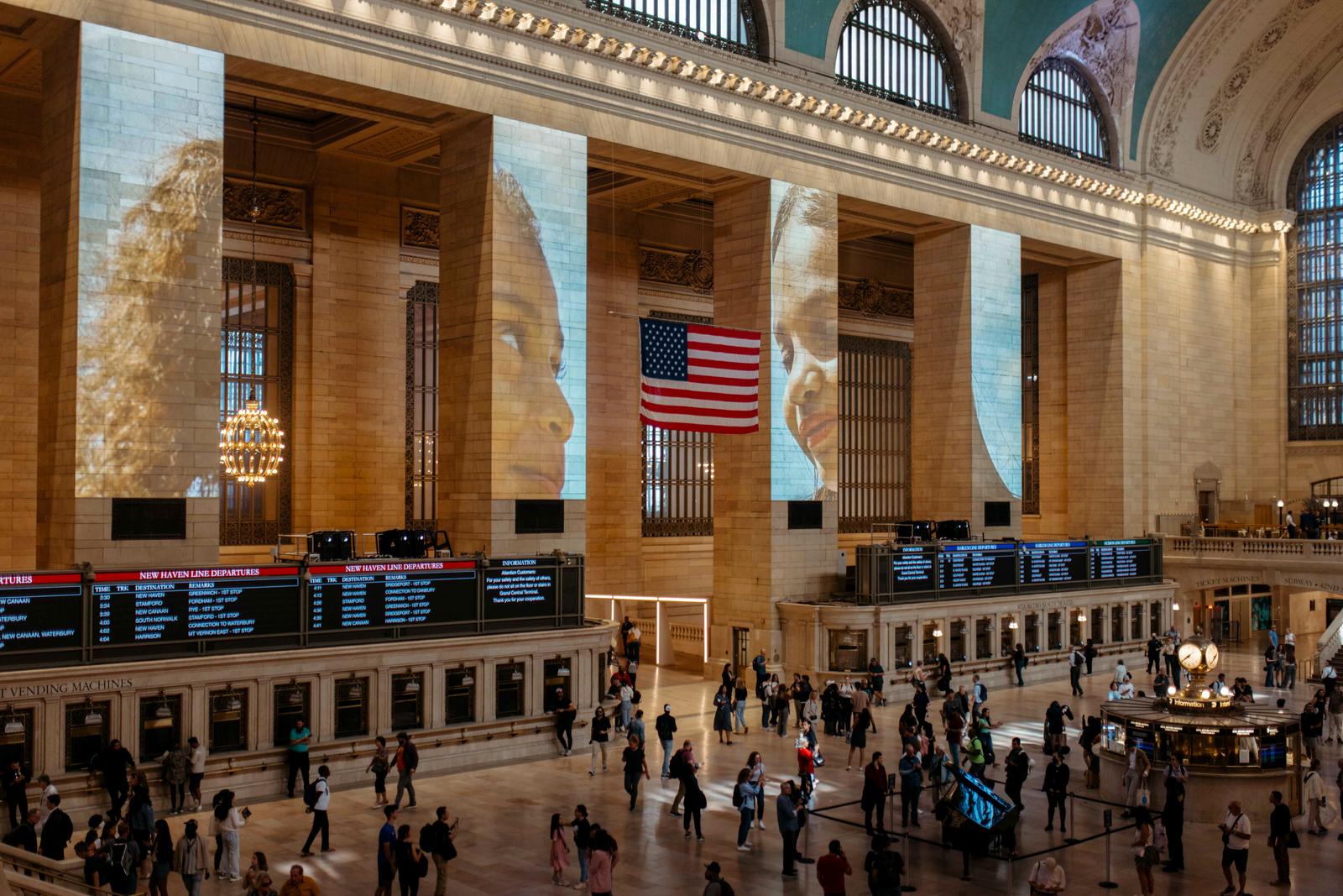 Dear New York marked the first ever use of video on the terminal's columns in its 112-year history.