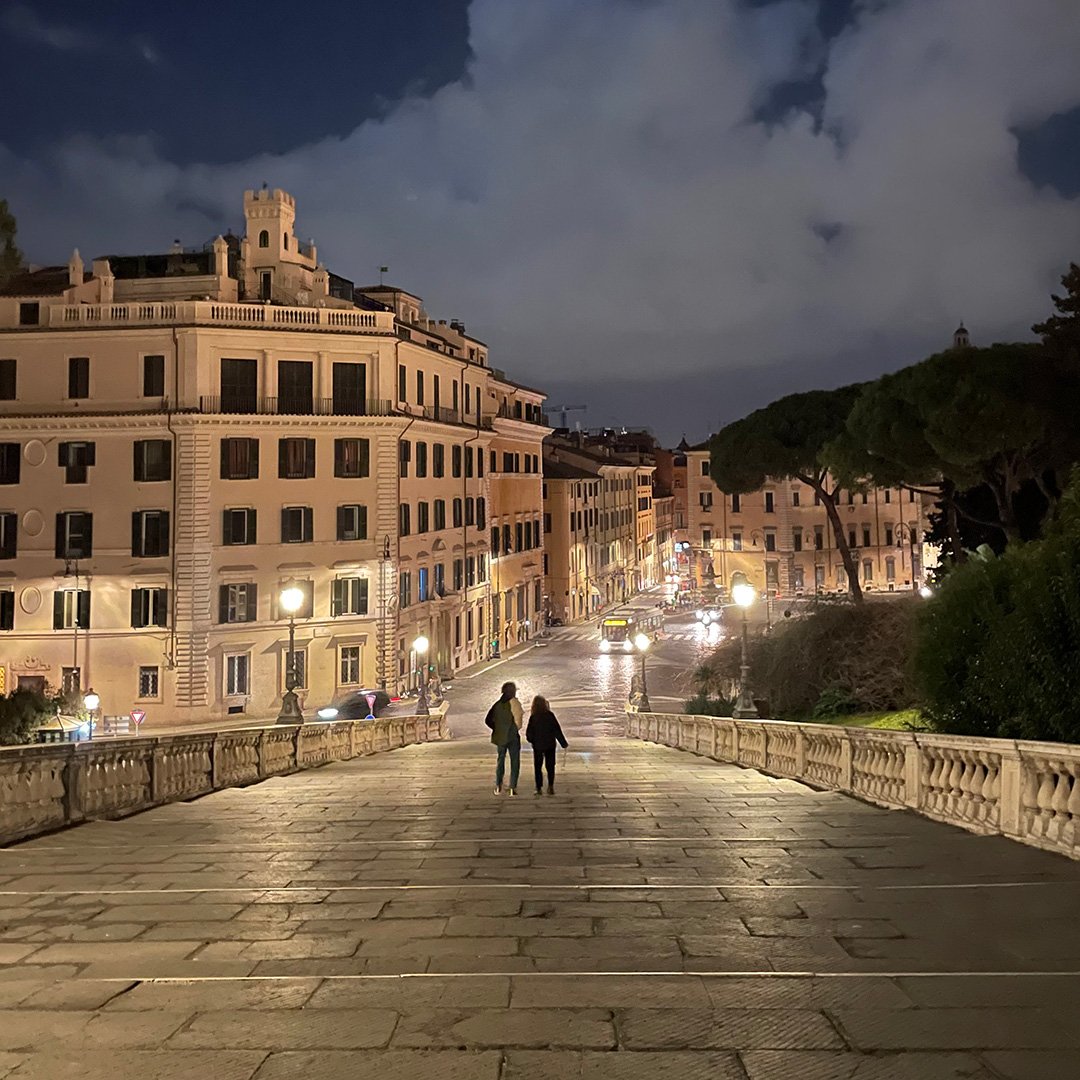 Walking down the Campidoglio steps.