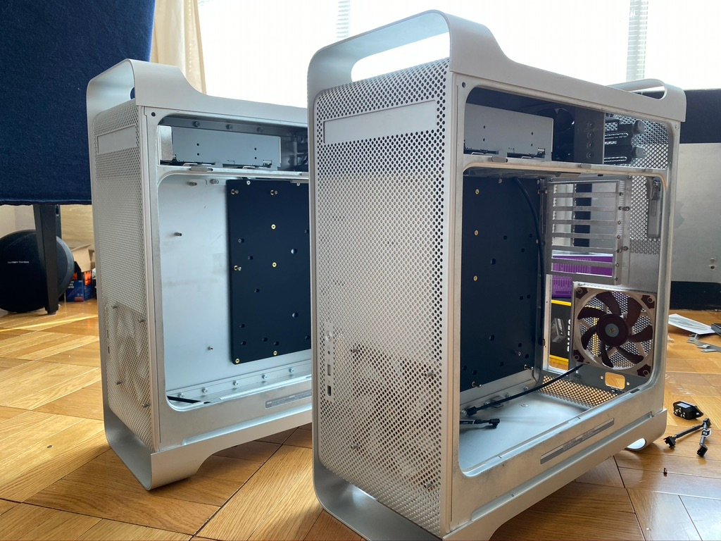 Our modified cases, ready to begin accepting new parts.