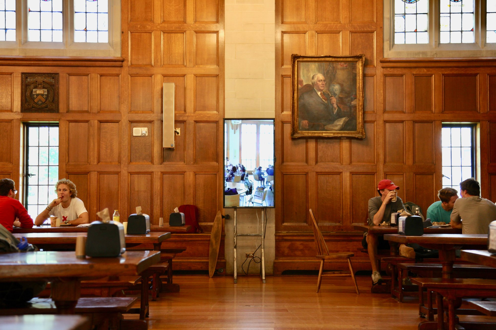 Wide shot of the installation in Peirce Hall.