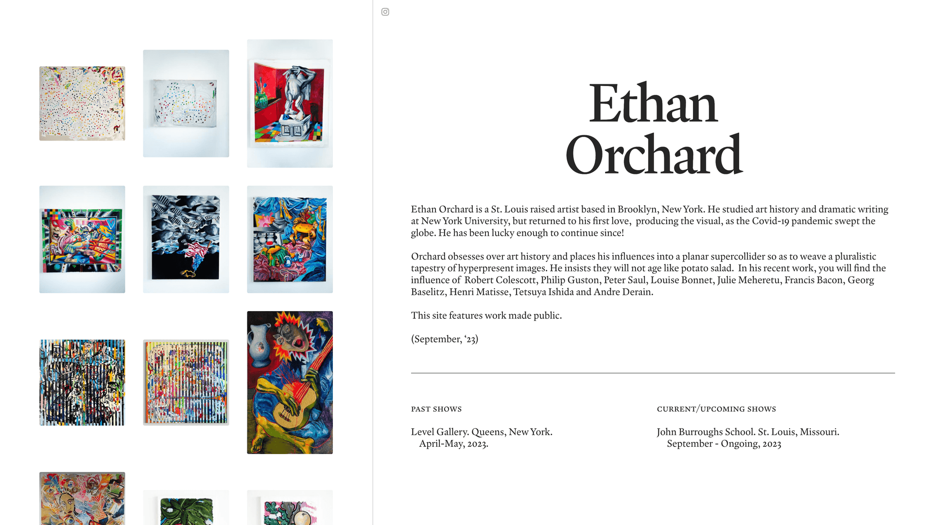 Homepage of ethanorchard.art