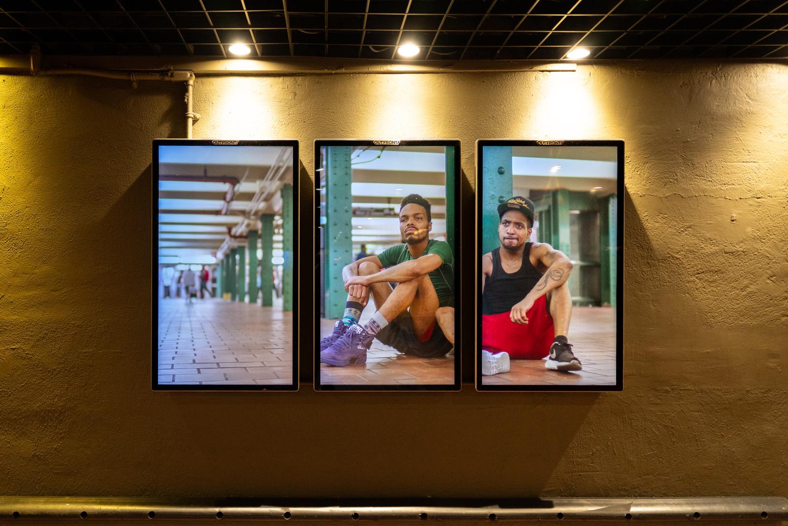 A five‑channel video piece played throughout the terminal and subway.